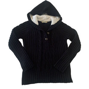Love Change Sweater Girls L / XL Navy Pullover Cable Knit Hoodie Sweater